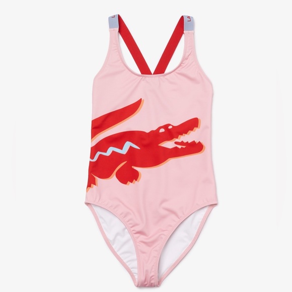 Lacoste WOMEN'S CROCODILE PRINT AND CRISS-CROSSED STRAPS SWIMSUIT - Picture 5 of 6